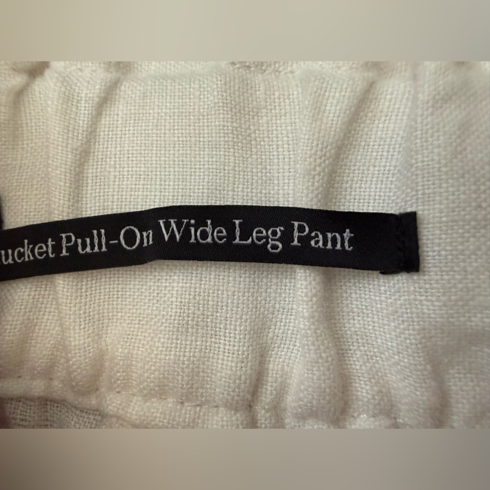 Talbots 100% Linen Nantucket Wide Leg Pants Crisp White Pull On Elastic Waist L - Picture 4 of 14